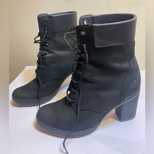 Black Timberland 3 Inch Heel Boots